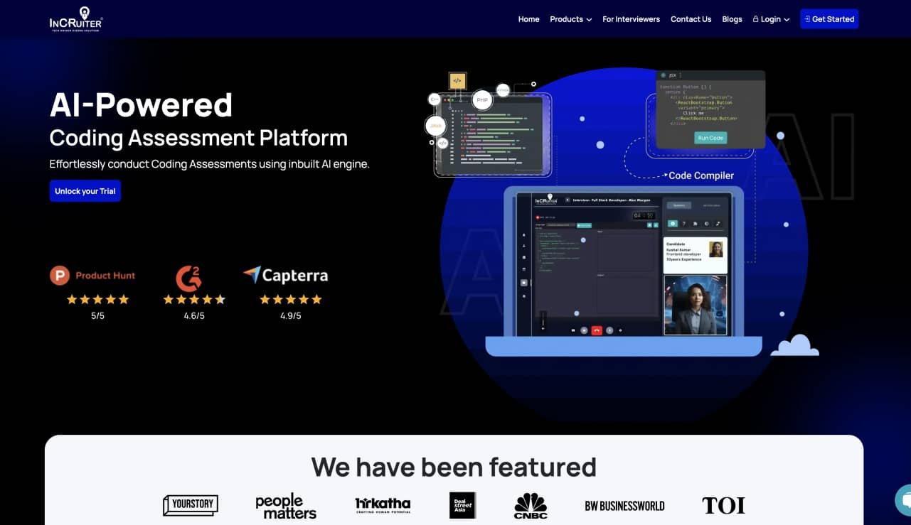 Infographic showing InCruiter Coding Assessment Platforms