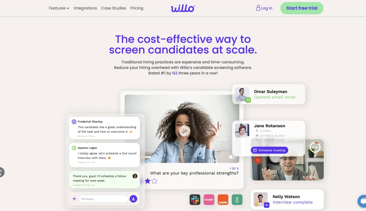 Infographic showing Willo Video Interview Software