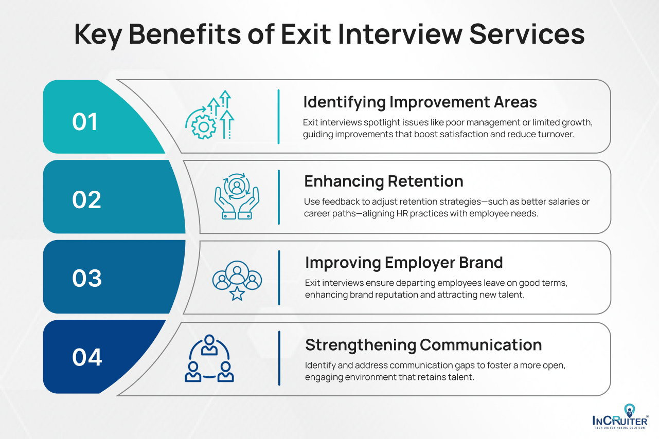 Infographic showing Critical Benefits of Exit Interview Services