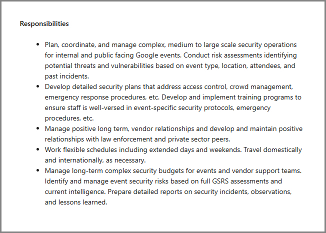 Image showing example of job specification