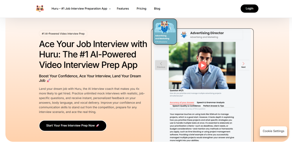 Huru is an advanced mock interview platform