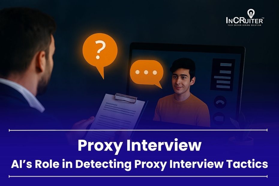 Interviewer holding a resume during a virtual interview with a suspicious or masked candidate on the screen